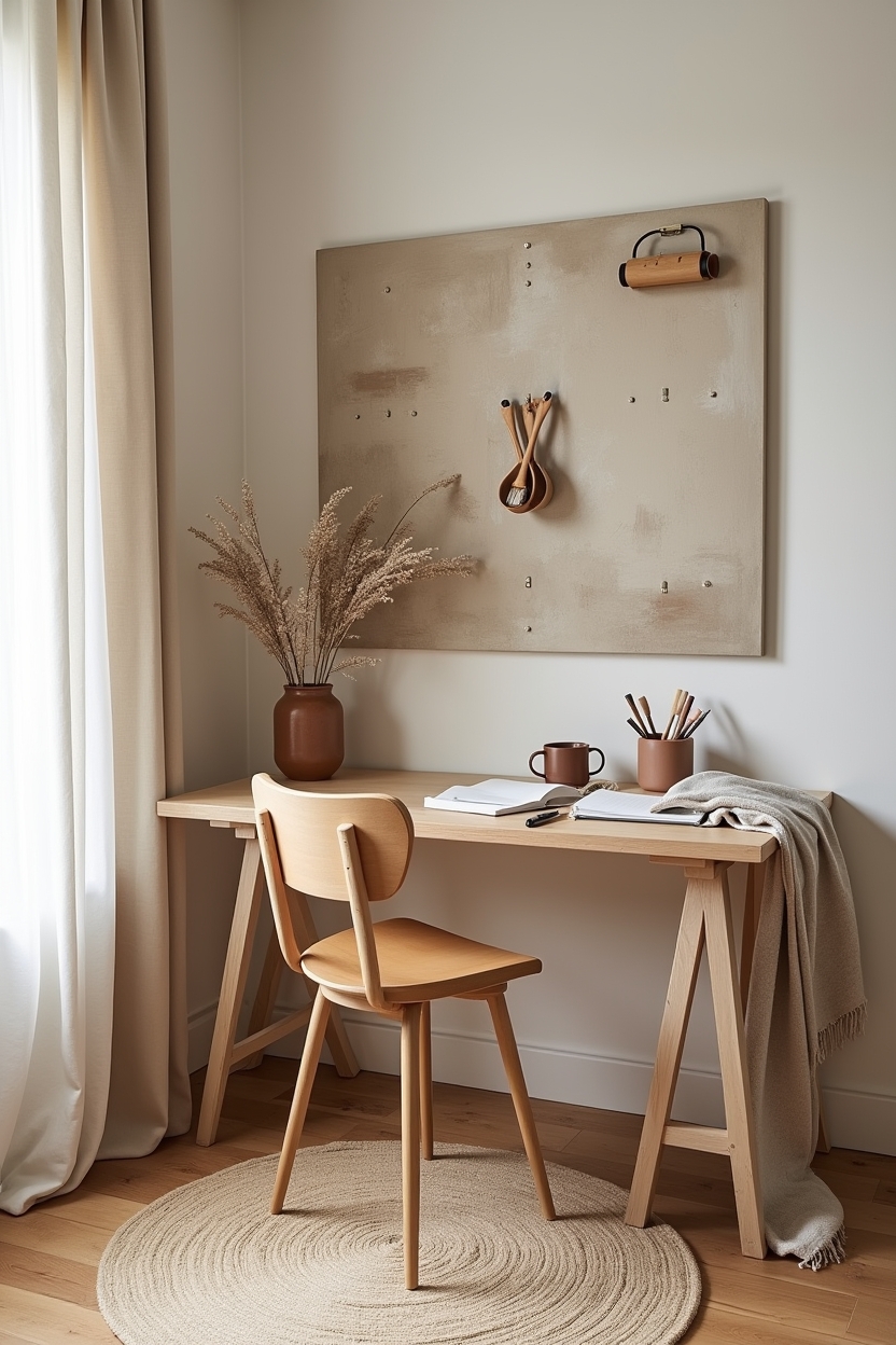 organic modern creative studio decor — hand-painted abstract pegboard featuring styling_trend