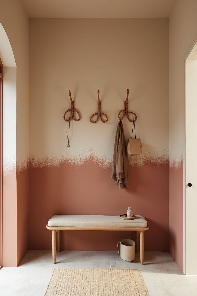 hand_painted_terracotta_lower_half_wall_with_stencil home decor