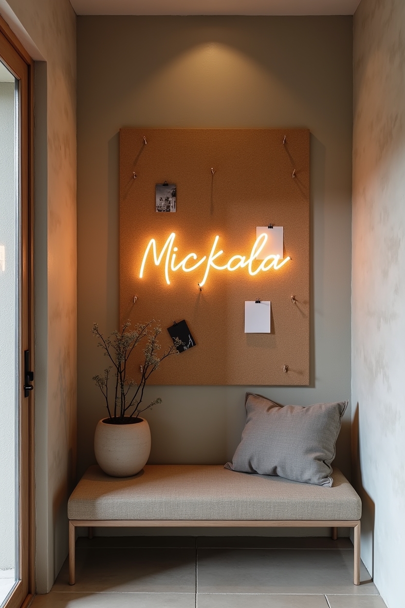 LED_neon_word_or_outline_on_pinboard home decor