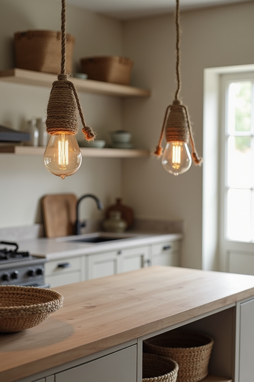 tactile jute-wrapped filament bulb home decor