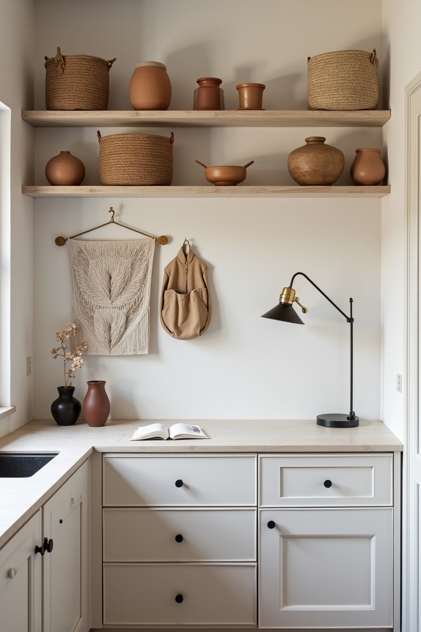 plaster apartment office ideas — plaster pegboard wall featuring plaster-clad pegboard modular wall