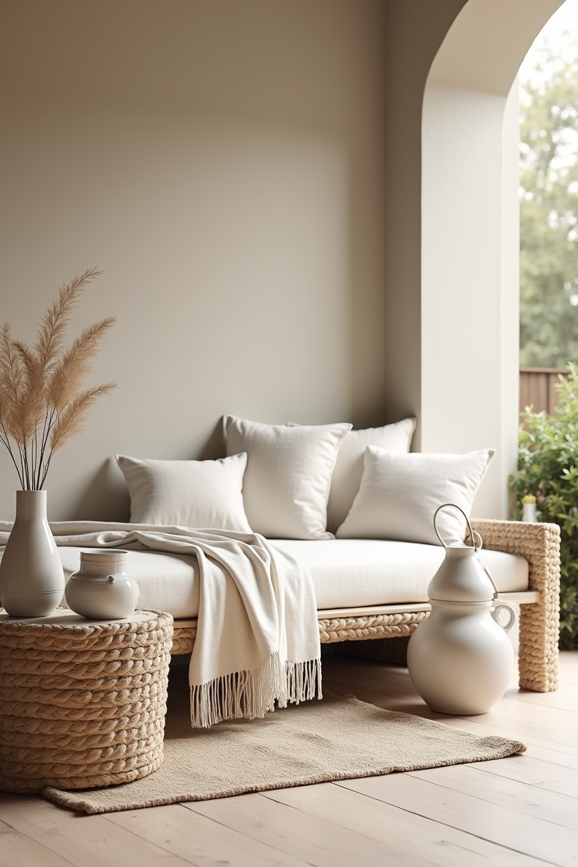 sun-bleached linen daybed with nautical fringe home decor