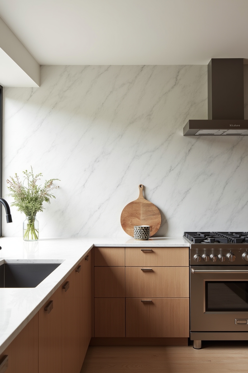 bookmatched honed Carrara slab home decor