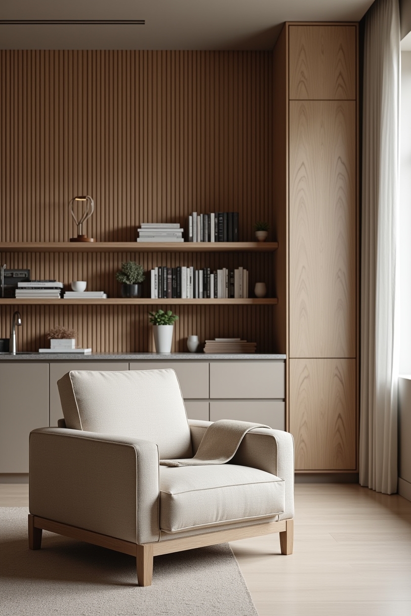 vertical slatted oak divider home decor