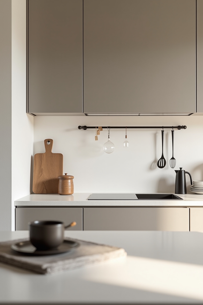 back-painted frosted glass upper cabinet fronts with shadow-gap shelves home decor