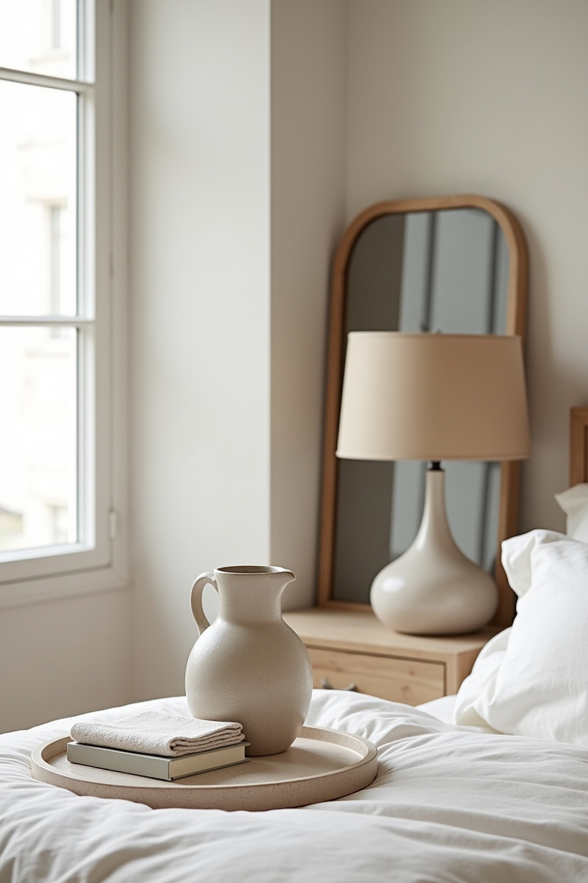 muted_terrazzo_bedside_tray_vignette home decor