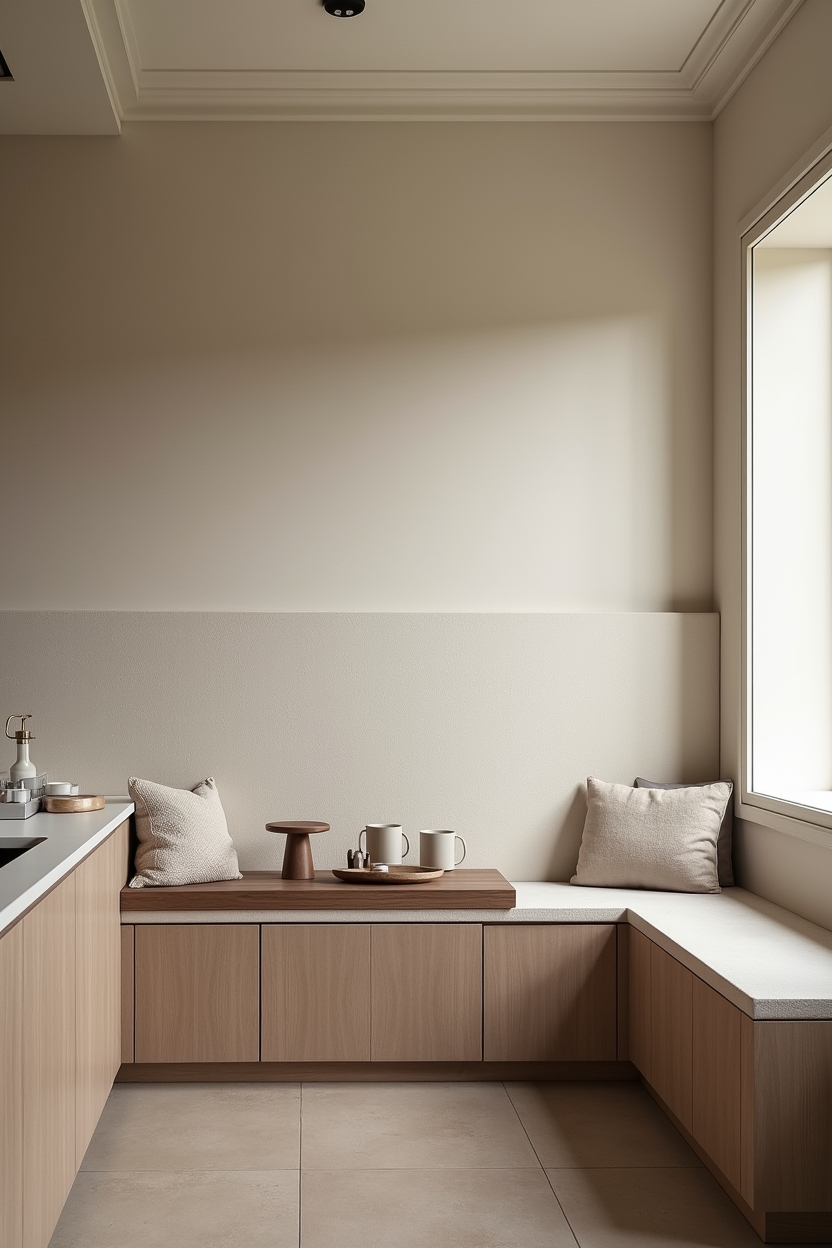 pebbled micro-plaster banquette wall home decor
