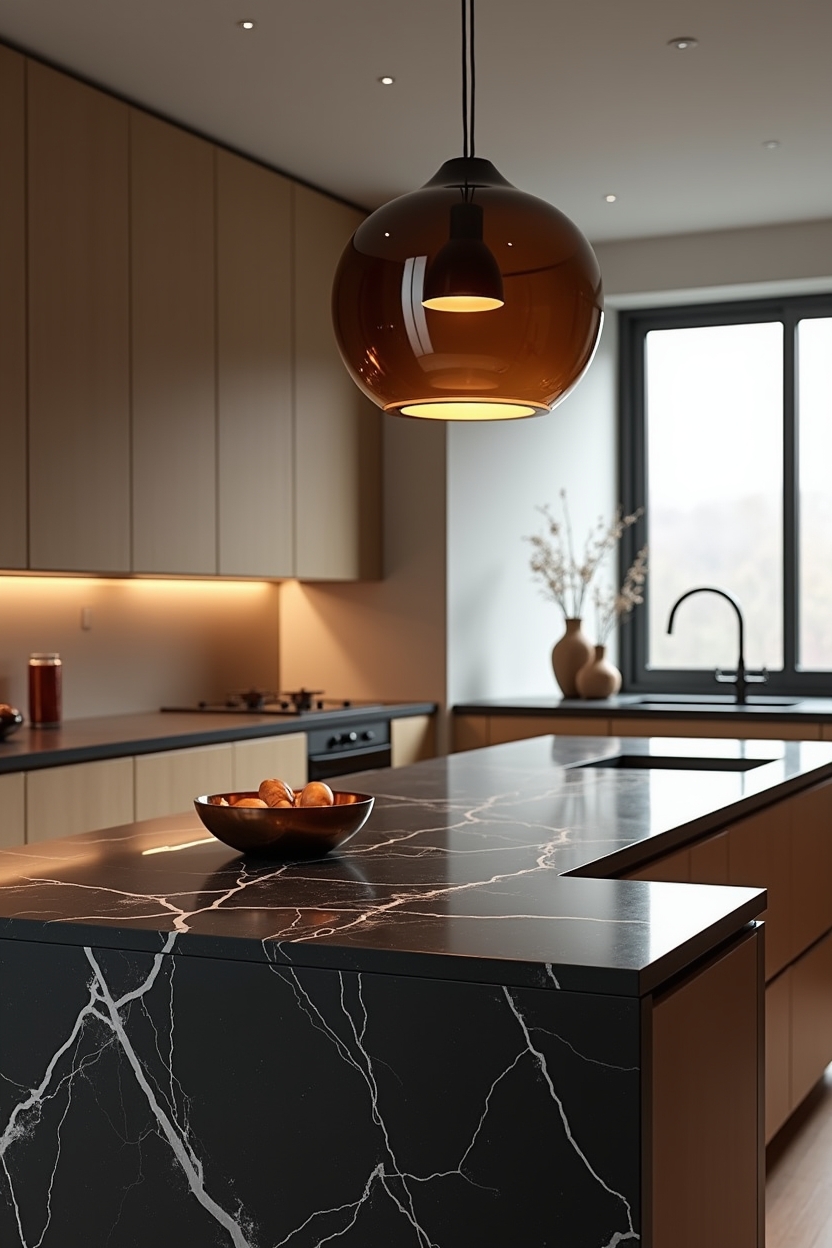 oversized smoked-amber glass pendant home decor