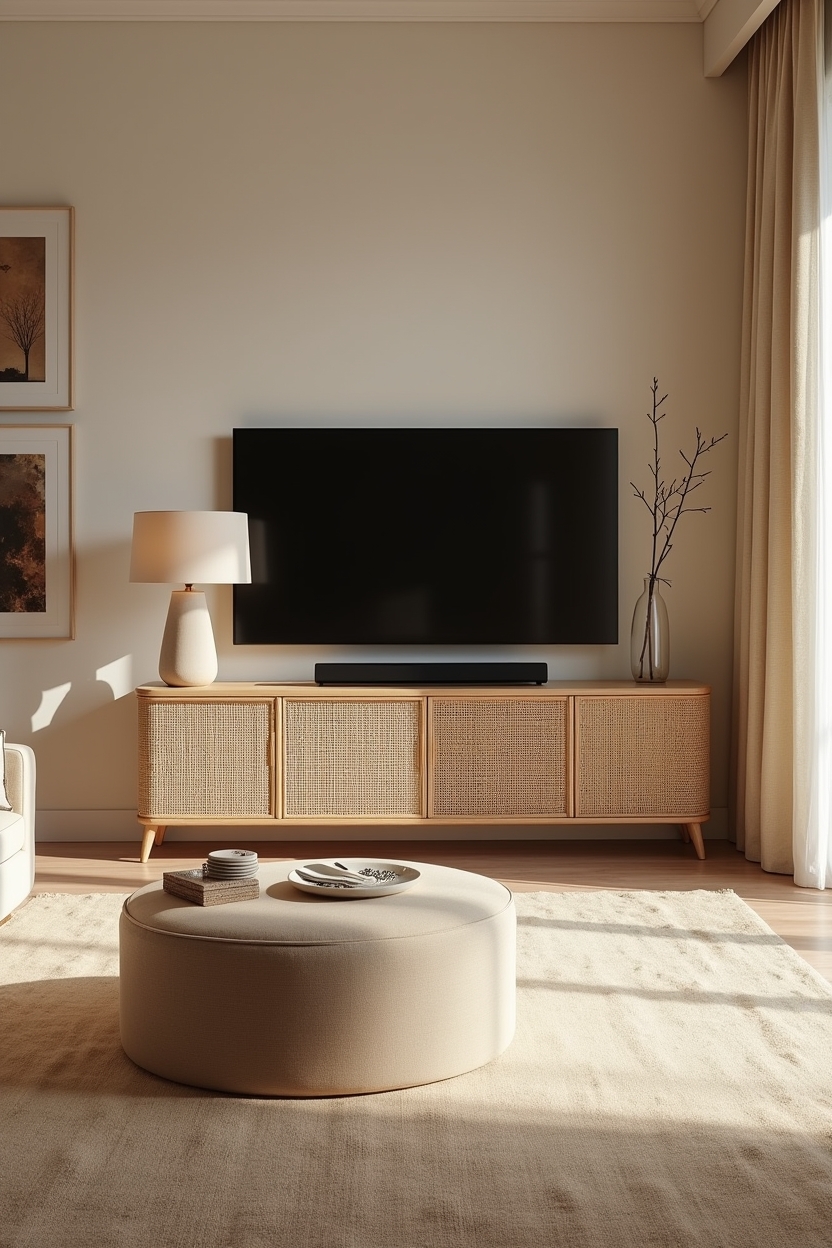 curved rattan media credenza home decor