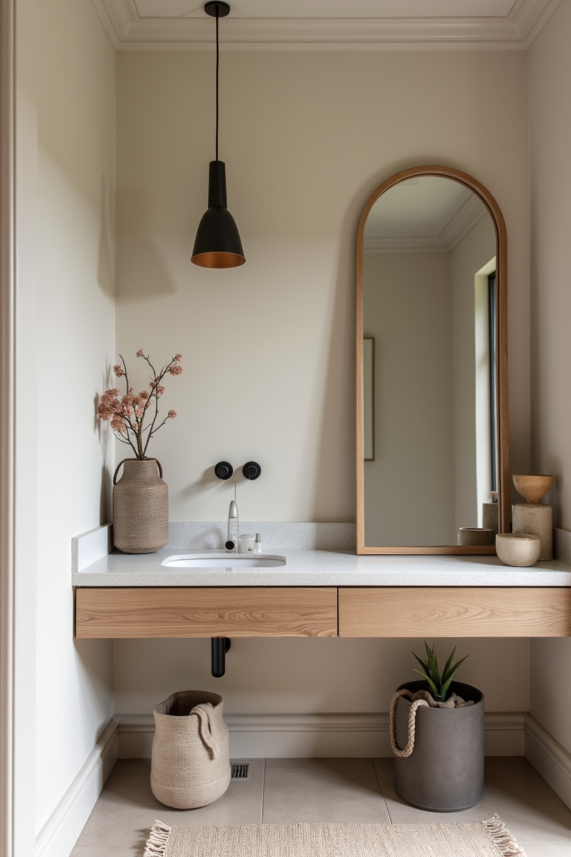 rustic modern entryway mirror ideas — reclaimed oak arched mirror featuring reclaimed oak arched mirror
