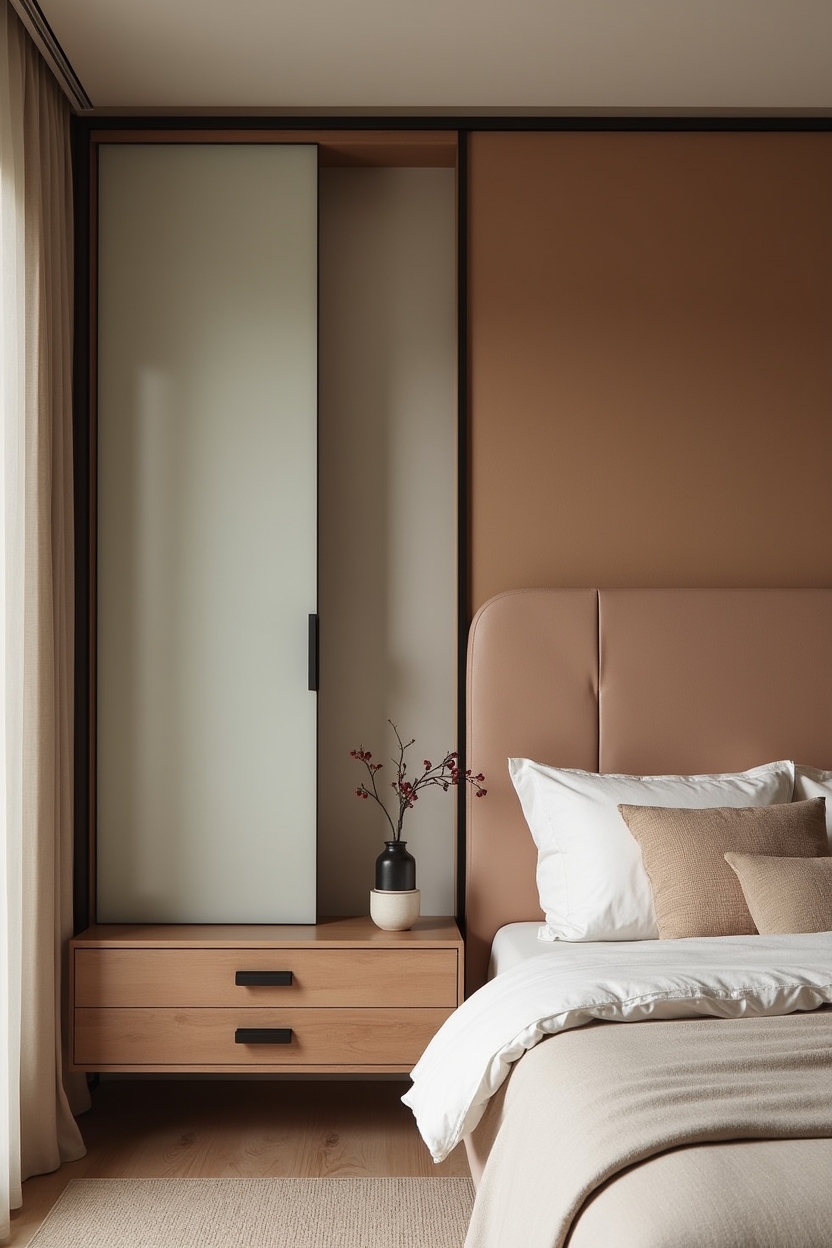 low sculptural plaster headboard with matte clay finish home decor