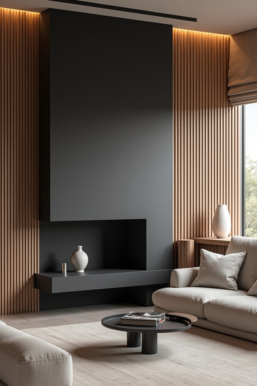 matte black floating mantel home decor