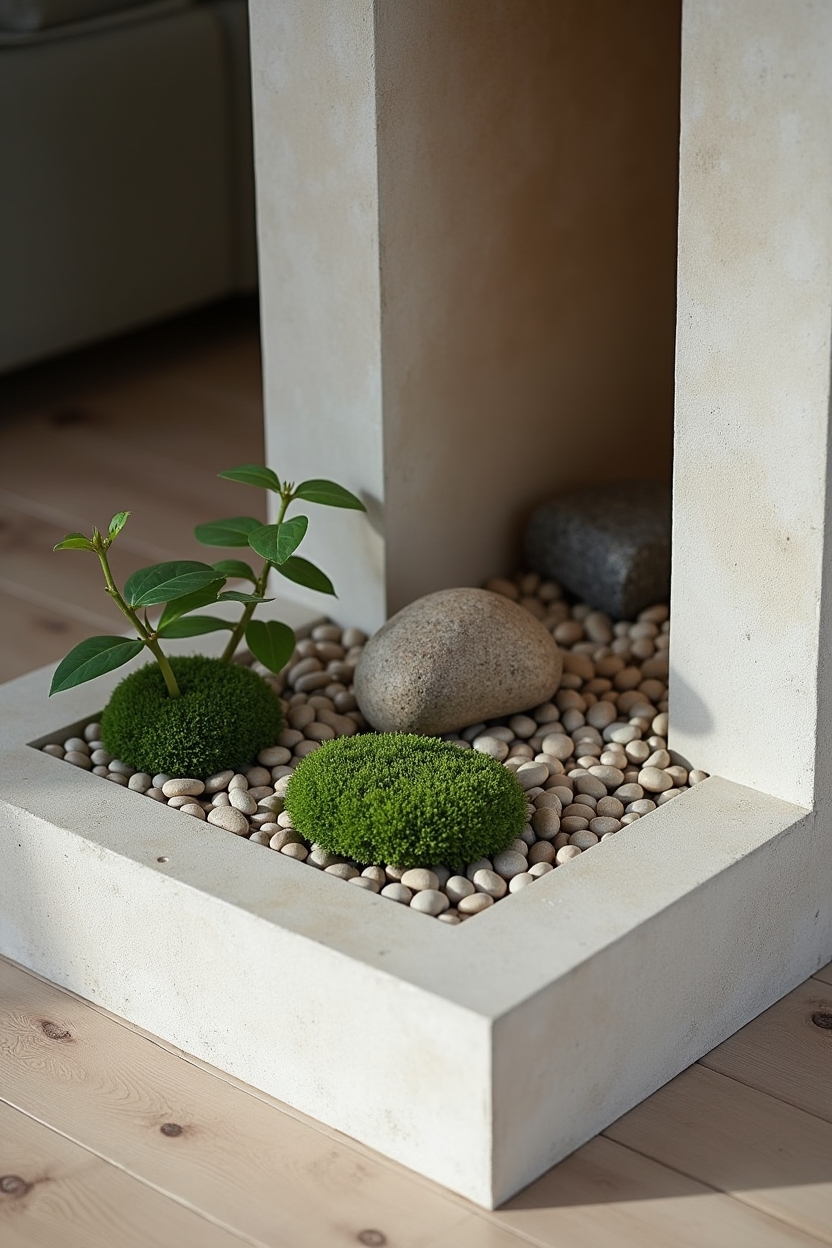 biophilic stone garden hearth home decor