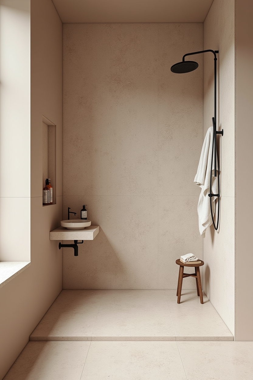 oversized-chip terrazzo shower wall home decor