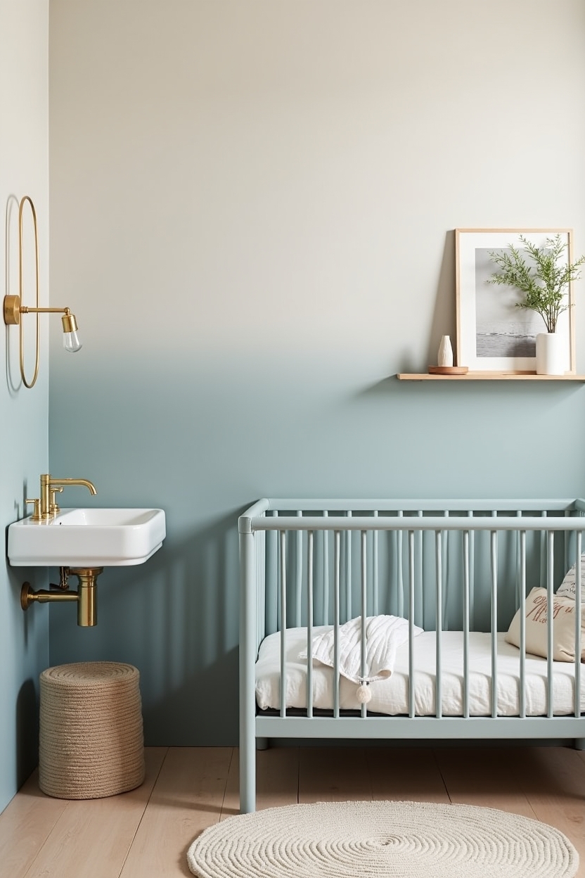 limewash luxury nursery decor — limewashed crib featuring hand-brushed limewash ombré feature wall
