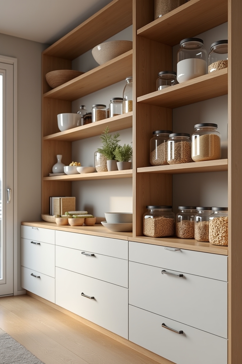 staggered_dual_height_open_shelves home decor