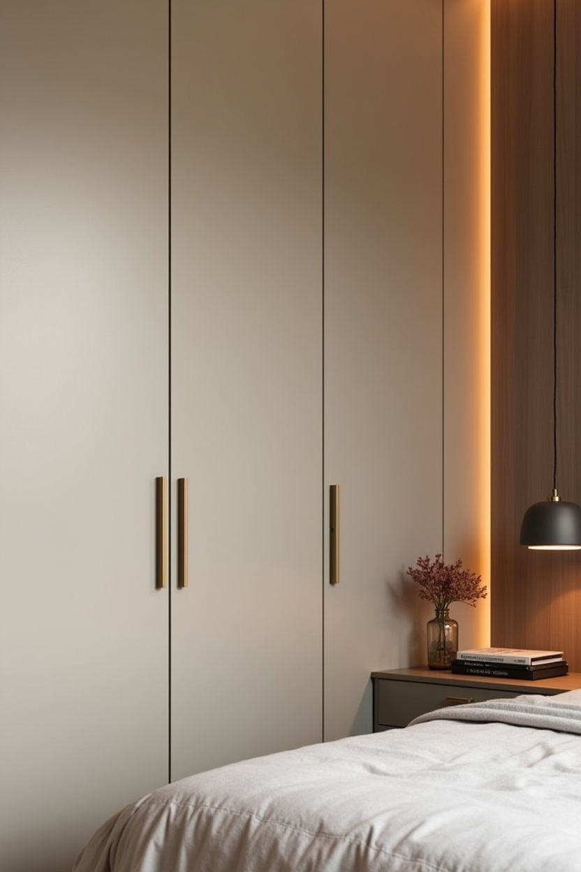 antique-brushed brass recessed pulls and minimal hardware home decor