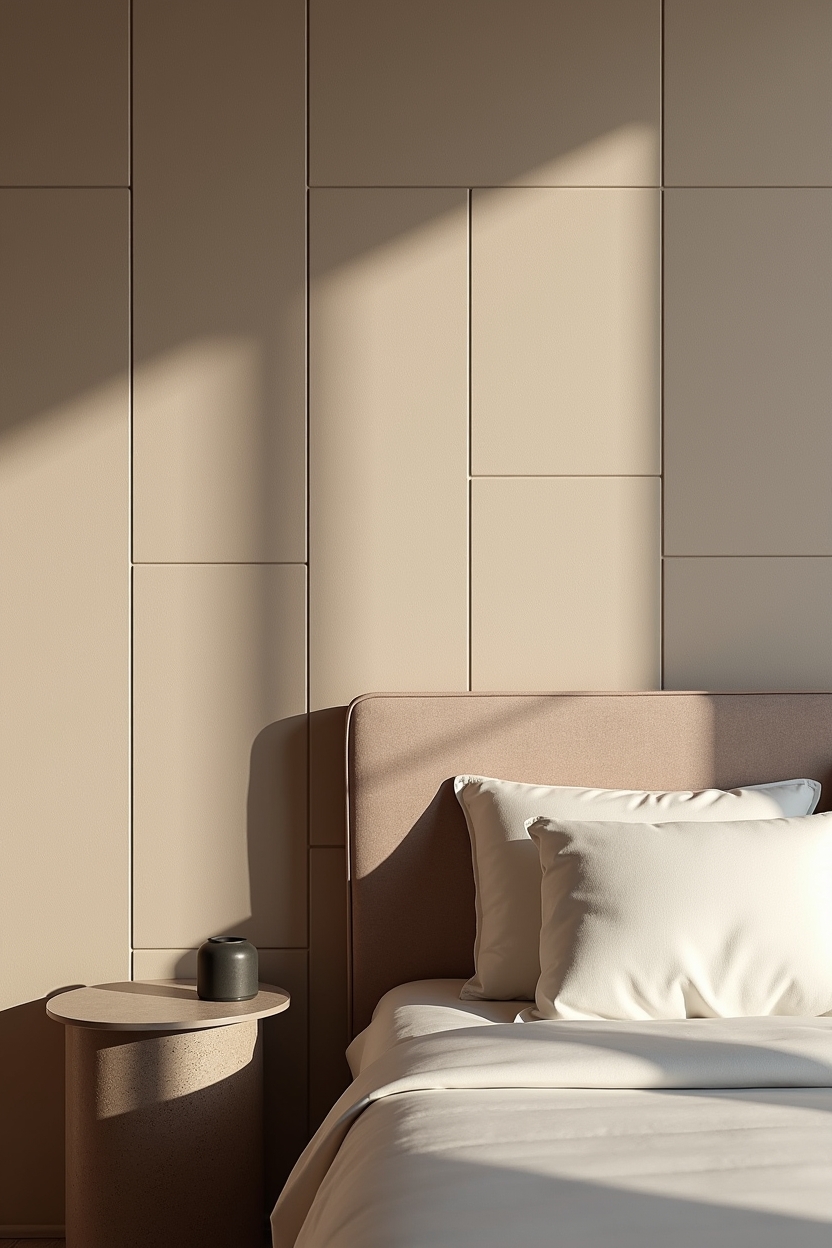 monochrome textured clay tile headboard in pebble finish home decor