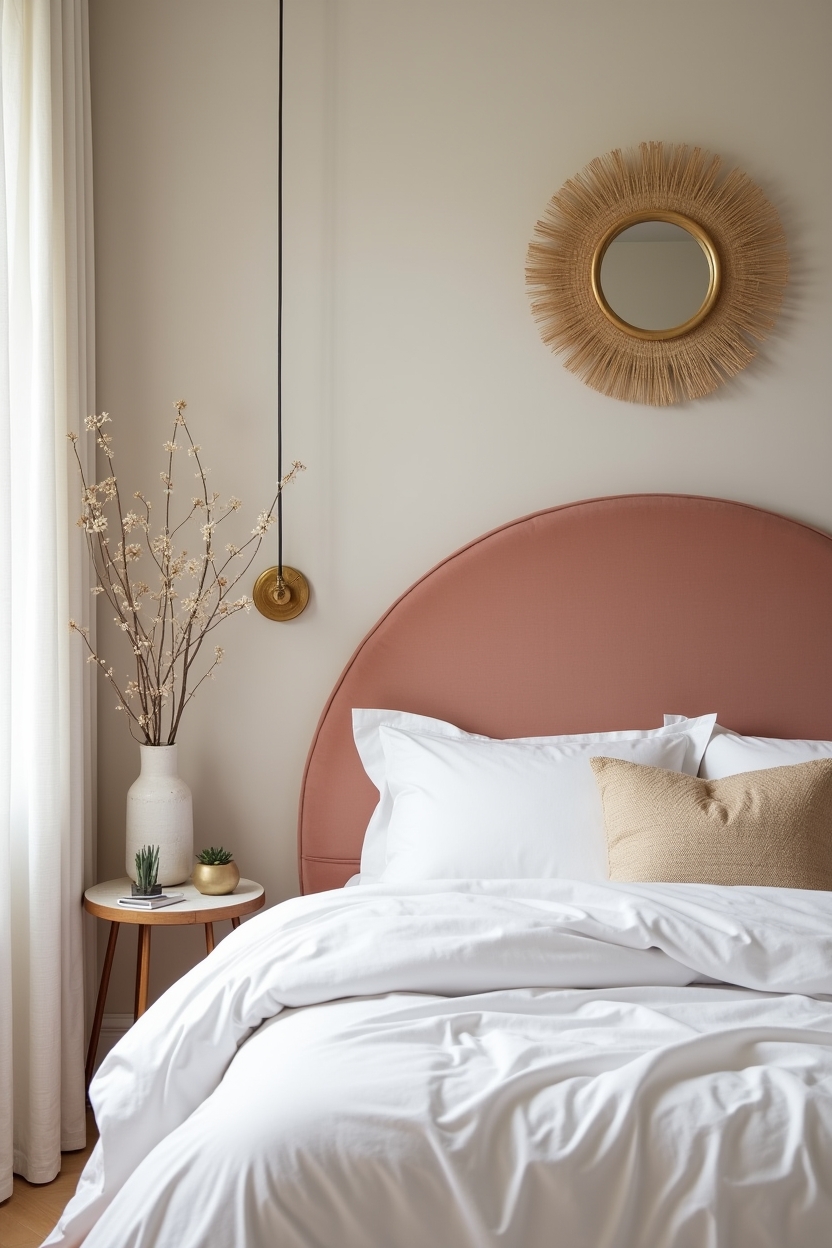 rounded blush velvet headboard panel home decor