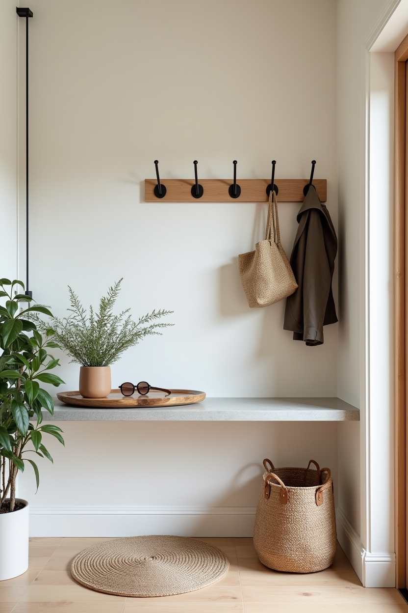 japandi entryway storage ideas — floating stone shelf featuring stone_top_shelf