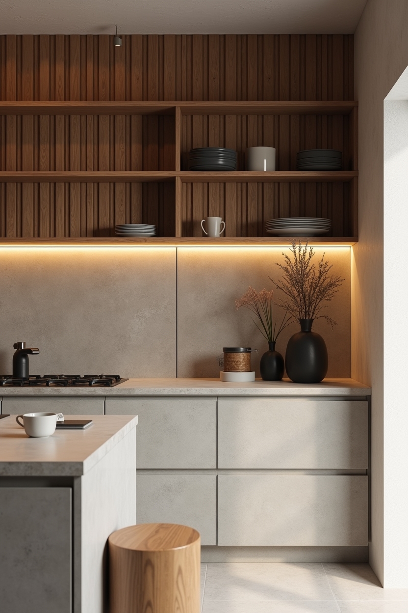 reclaimed cedar slat backsplash with shadow gaps home decor