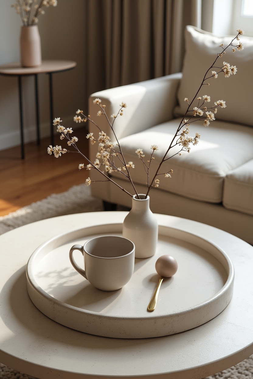 monochrome stone tray vignette home decor
