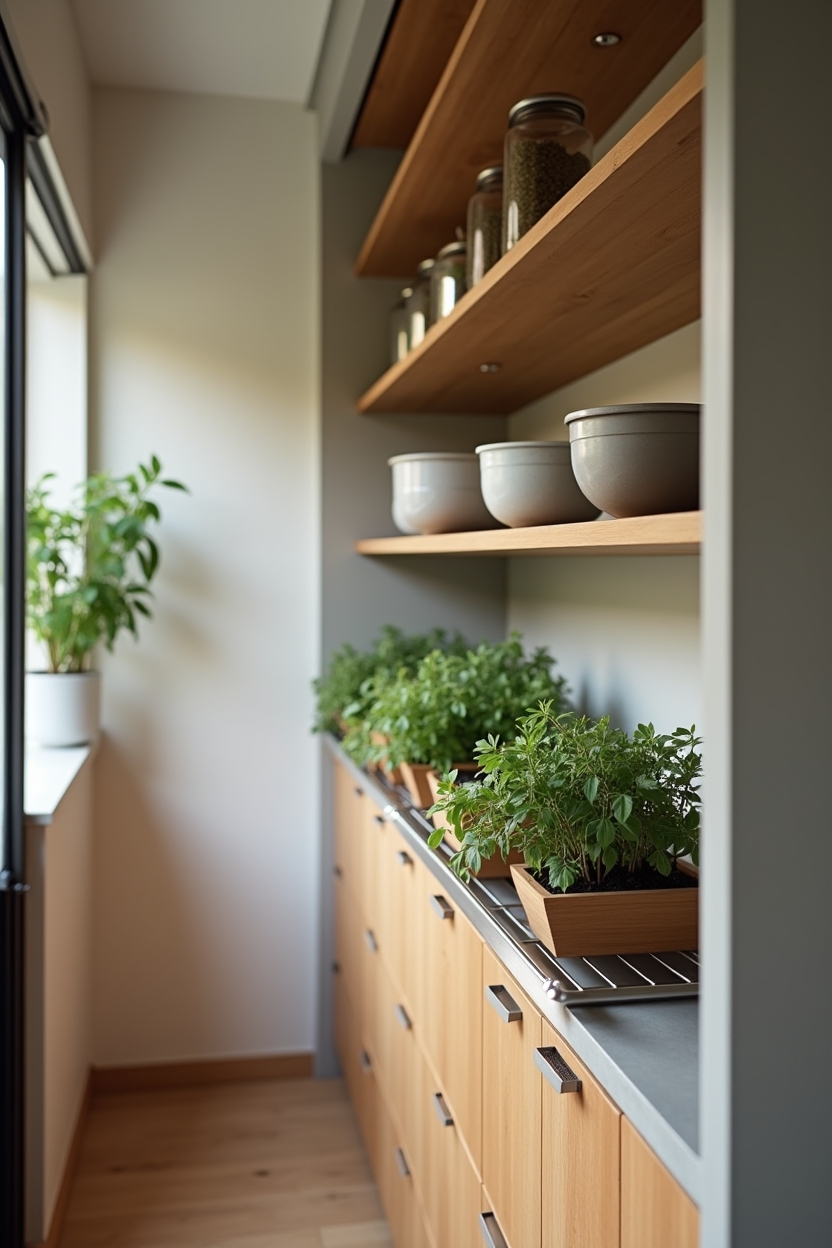 stainless hanging herb rail with micro-pots home decor