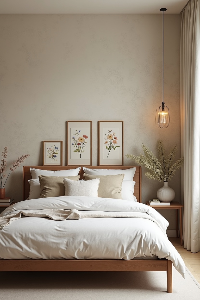 hand-painted botanical fresco headwall home decor
