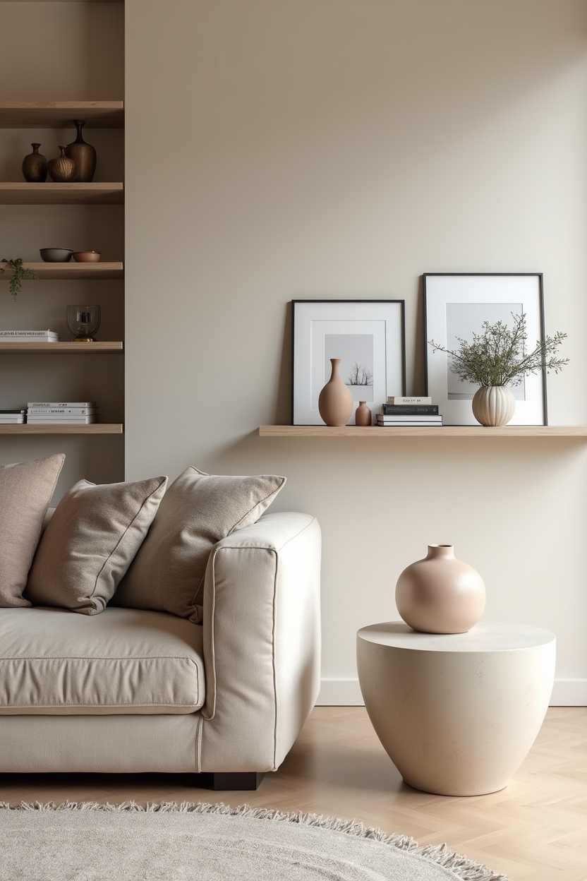 budget living room decor — plaster side table featuring curvy plaster side table with matte glaze