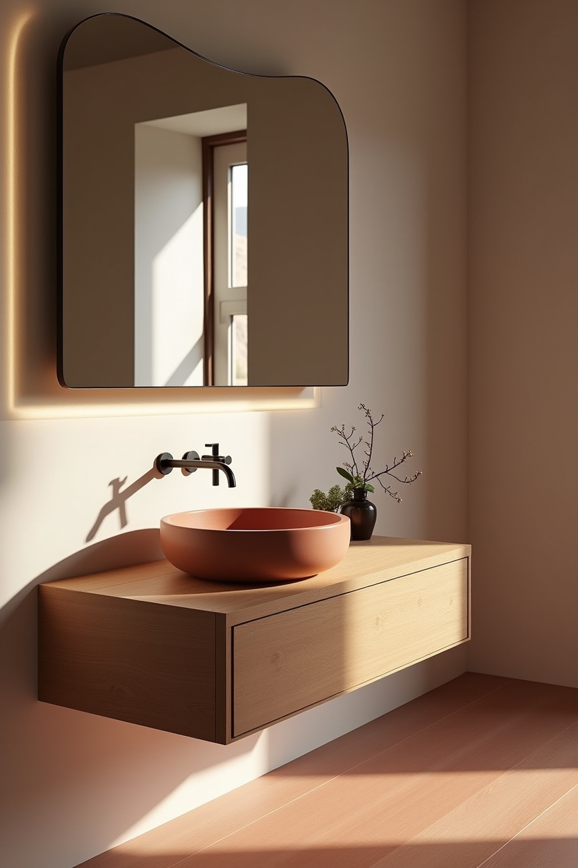 warm-pigmented concrete vessel sink home decor