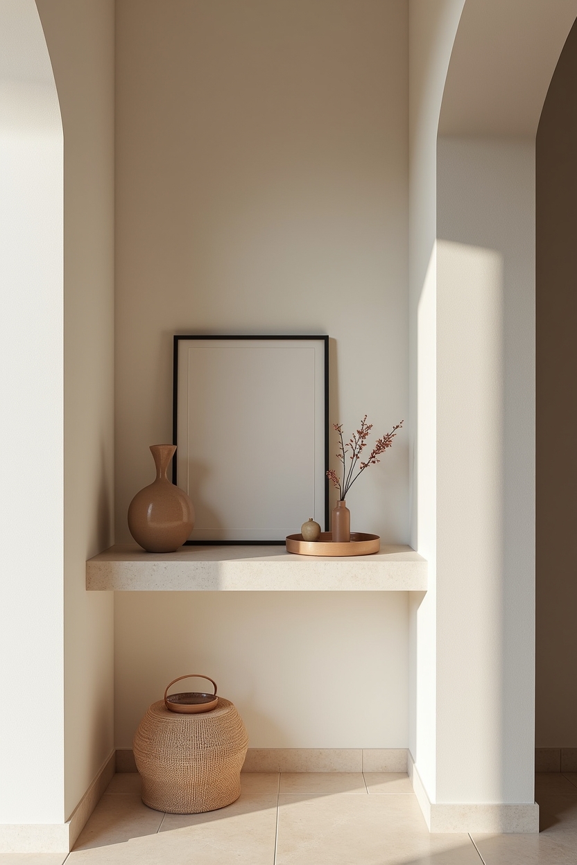 mini gallery ledge with mail tray and ceramic catchall home decor