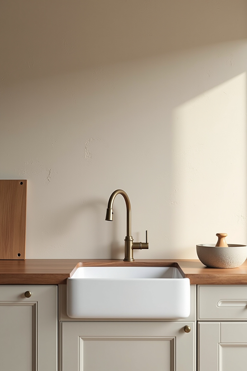 textured soft-taupe plaster backsplash home decor