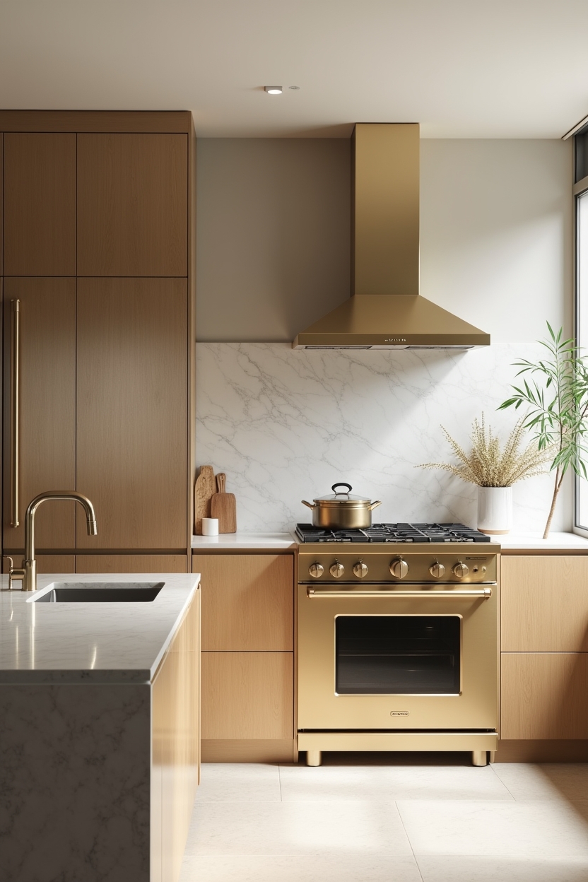 integrated brushed brass appliance panels home decor