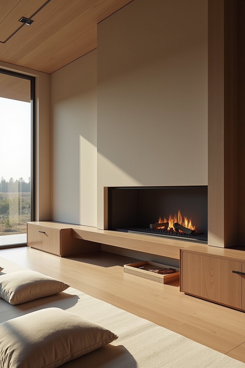 low-profile hibachi-style fireplace home decor