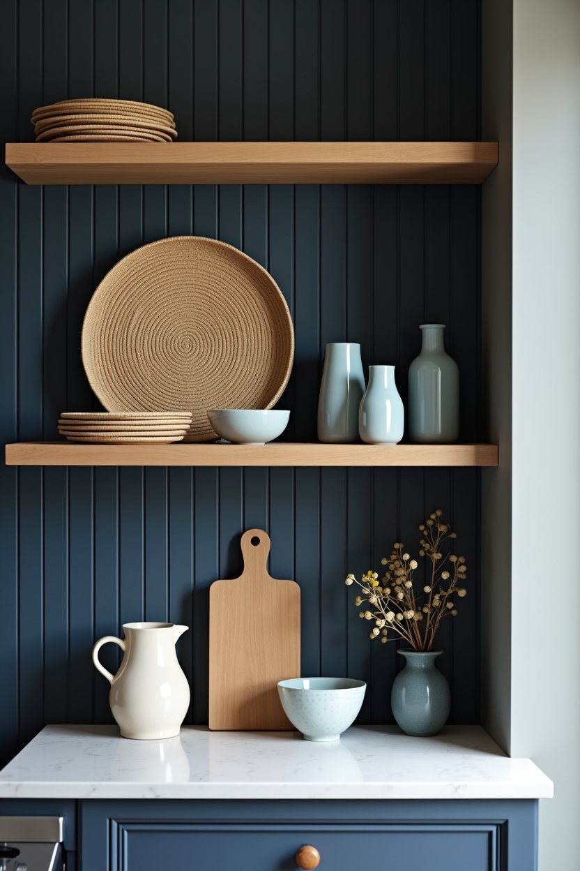 navy beadboard back panel home decor