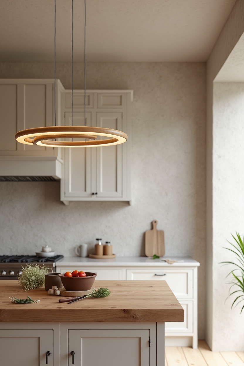 low-hung bamboo ring chandelier home decor