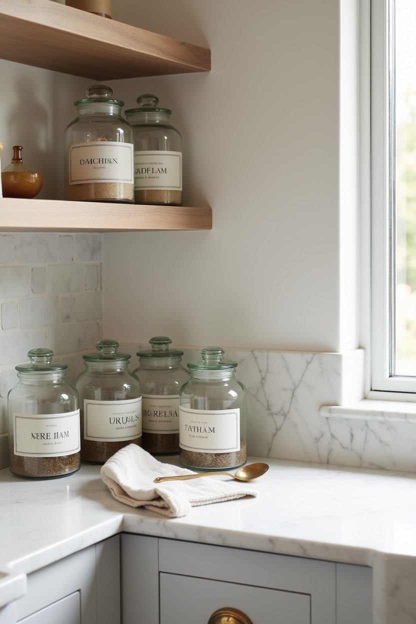 vintage coastal apothecary jar vignette home decor