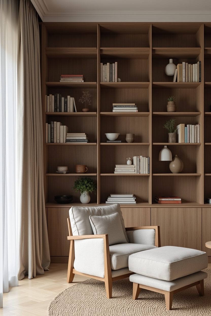 charred wood apartment office ideas — staggered mounted charred-wood cubes featuring staggered charred-wood micro-library cubes