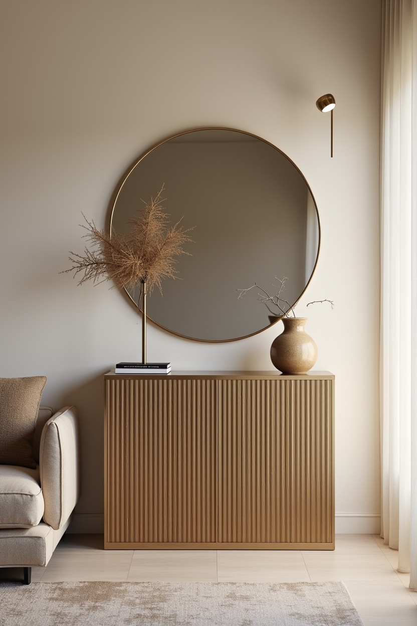 champagne-brass fluted console home decor