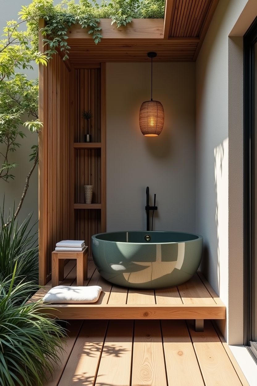 micro bamboo tea house alcove with tatami-style mat home decor
