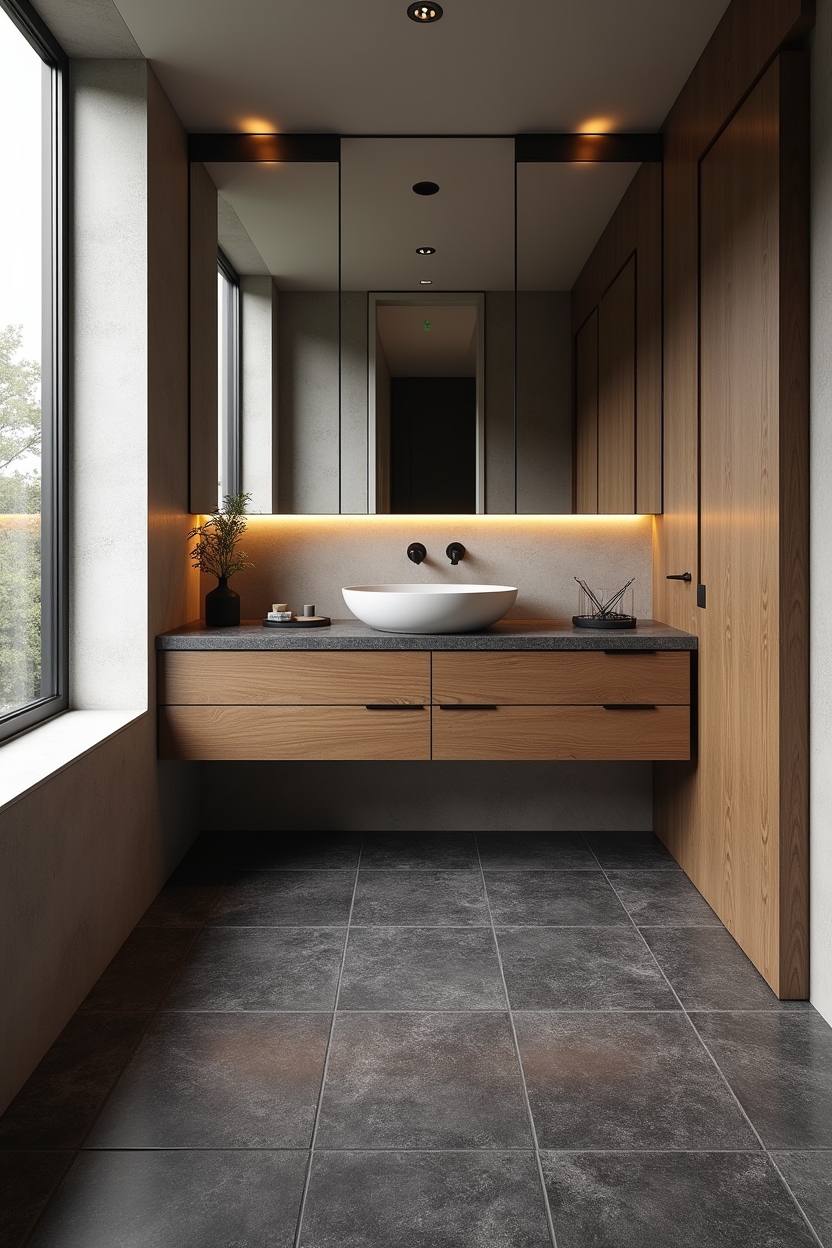 overscale matte black terrazzo floor home decor