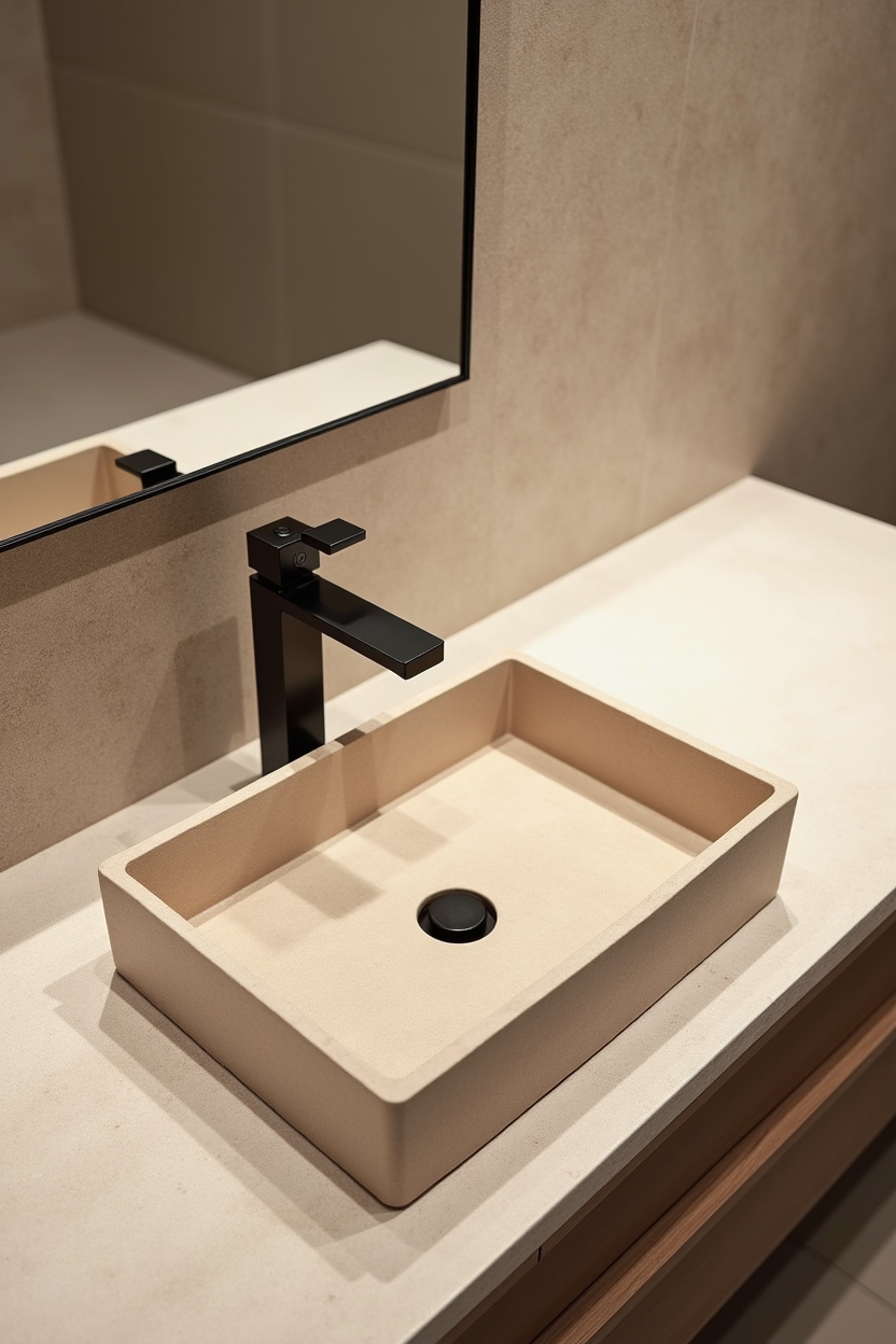 honed travertine vessel sink home decor