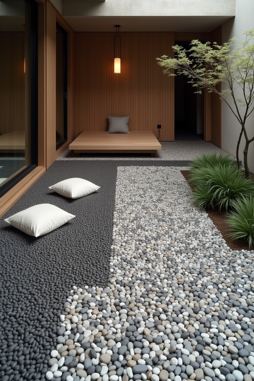 monochrome_pebble_mosaic home decor