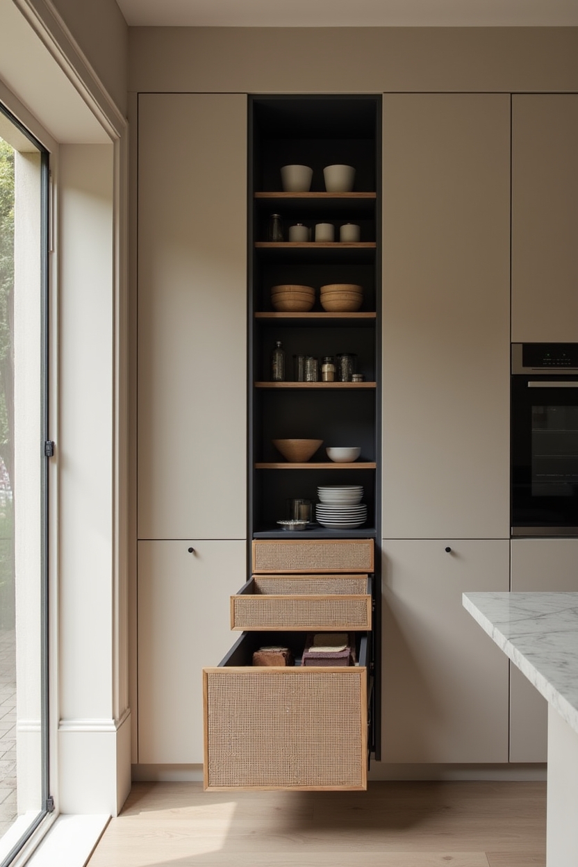 slim touchscreen-controlled pull-out larder home decor