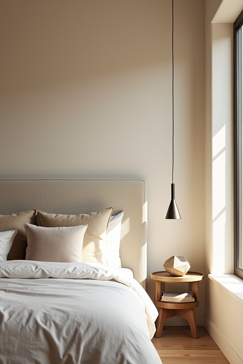 textured limewash plaster headboard wall with soft rounded corners home decor