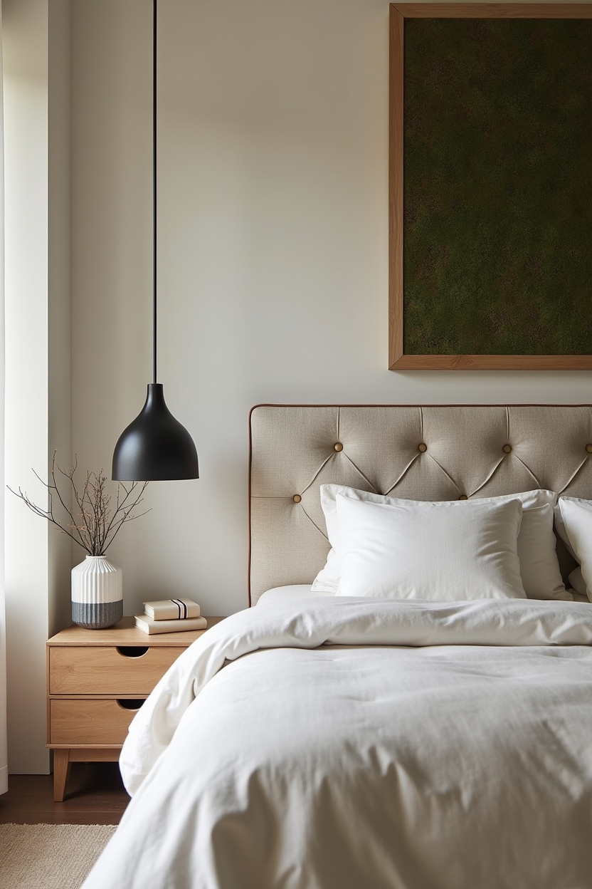 low-profile linen-tufted headboard with leather piping home decor