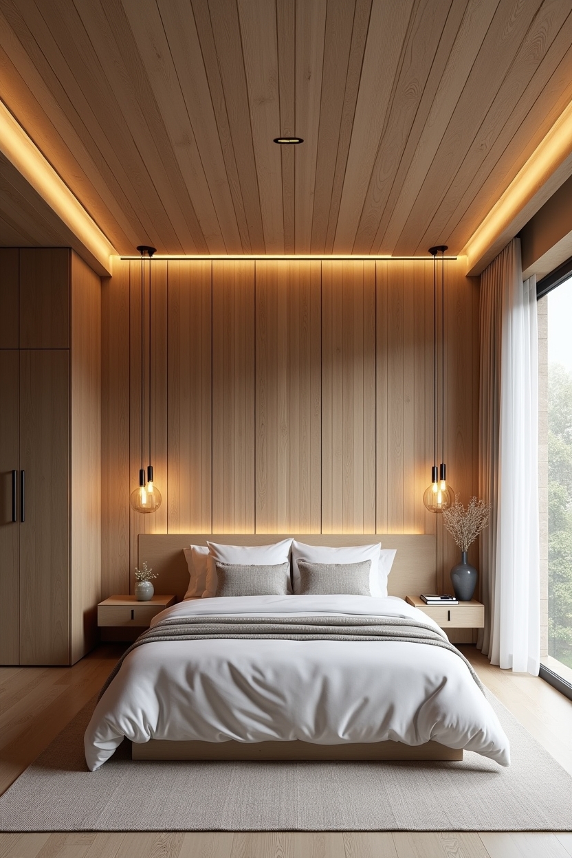 recessed_linear_led_between_narrow_oak_slats home decor