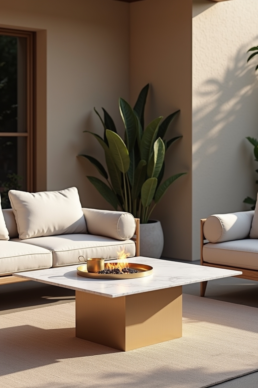 portable bioethanol fire table with honed marble top home decor