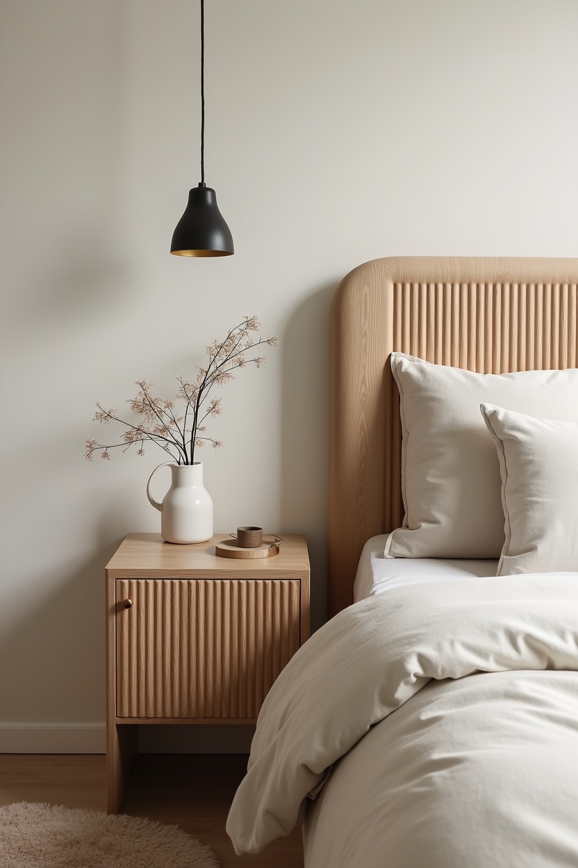 narrow-ribbed wood bedside consoles home decor