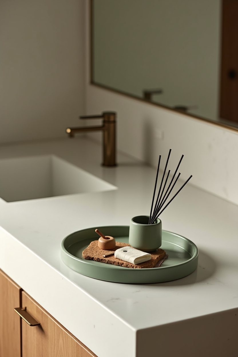 ceramic aromatherapy ritual tray in matcha green home decor